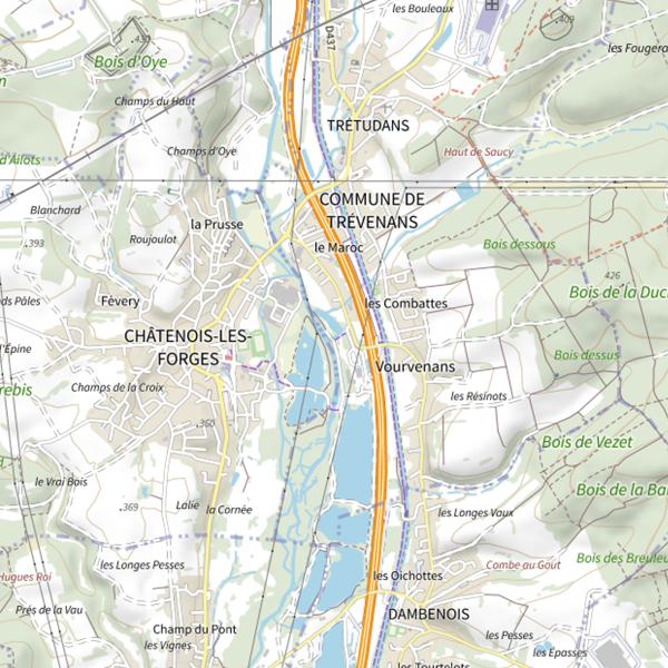 Plan cartographique de Secteur de pêche de Trévenans