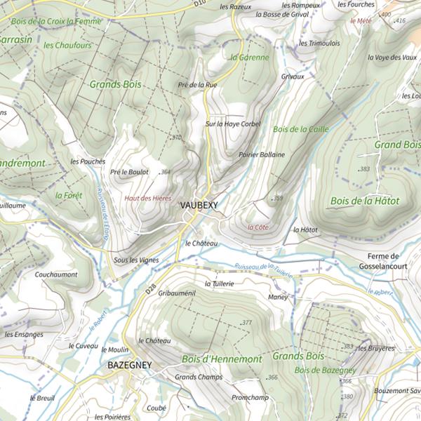 Plan cartographique de Secteur de pêche de Vaubexy