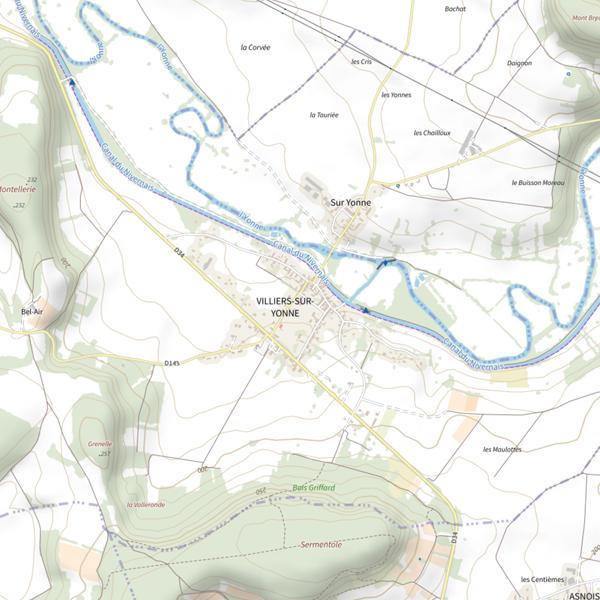 Plan cartographique de Secteur de pêche de Villiers-sur-Yonne