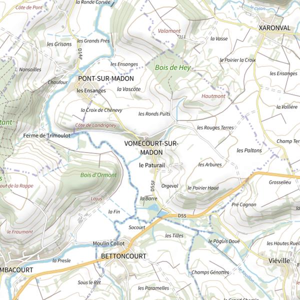 Plan cartographique de Secteur de pêche de Vomécourt-sur-Madon