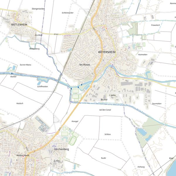 Plan cartographique de Secteur de pêche de Weyersheim
