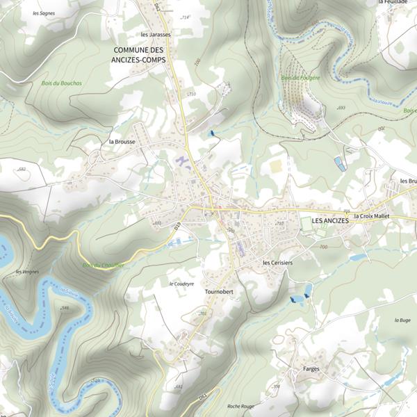 Plan cartographique de Secteur de pêche des Ancizes-Comps