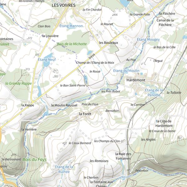 Plan cartographique de Secteur de pêche des Voivres
