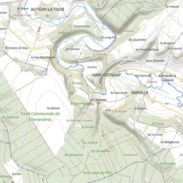 Plan cartographique de Secteur de pêche d'Harchéchamp