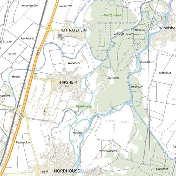 Plan cartographique de Secteur de pêche d'Hipsheim