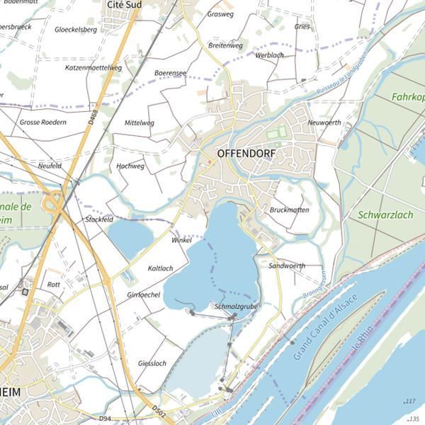 Plan cartographique de Secteur de pêche d'Offendorf