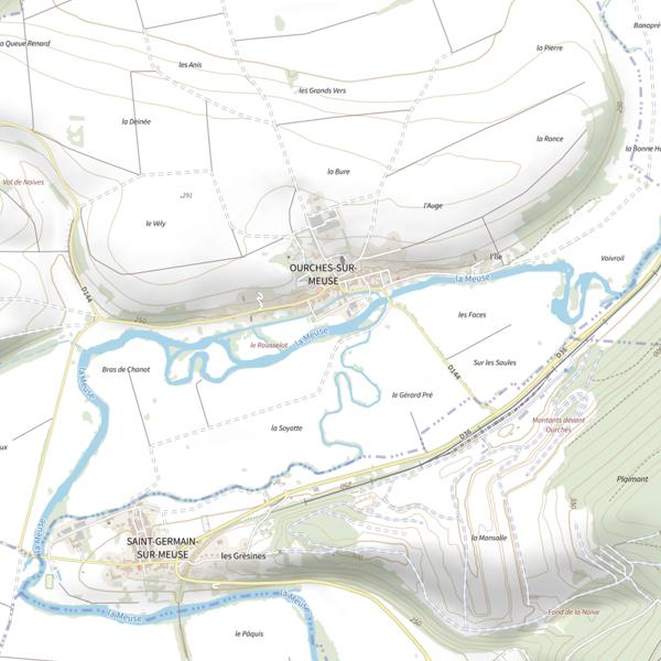 Plan cartographique de Secteur de pêche d'Ourches-sur-Meuse