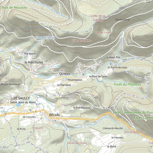 Plan cartographique de Secteur de pêche du Saulcy