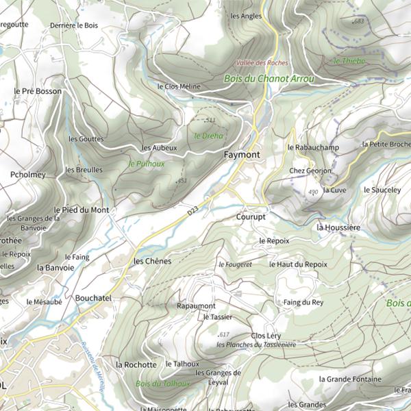 Plan cartographique de Secteur de pêche du Val-d'Ajol