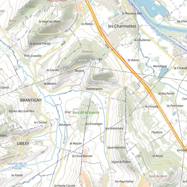 Plan cartographique de Secteur de pêche d'Ubexy