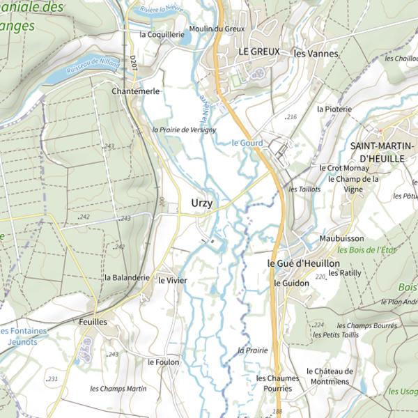 Plan cartographique de Secteur de pêche d'Urzy