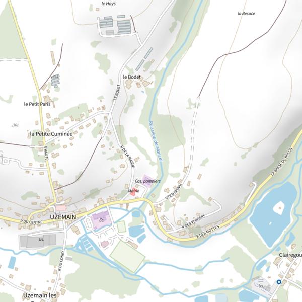 Plan cartographique de Secteur de pêche d'Uzemain