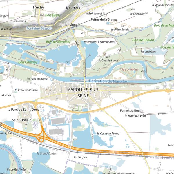 Plan cartographique de Seine et Loing Marolles