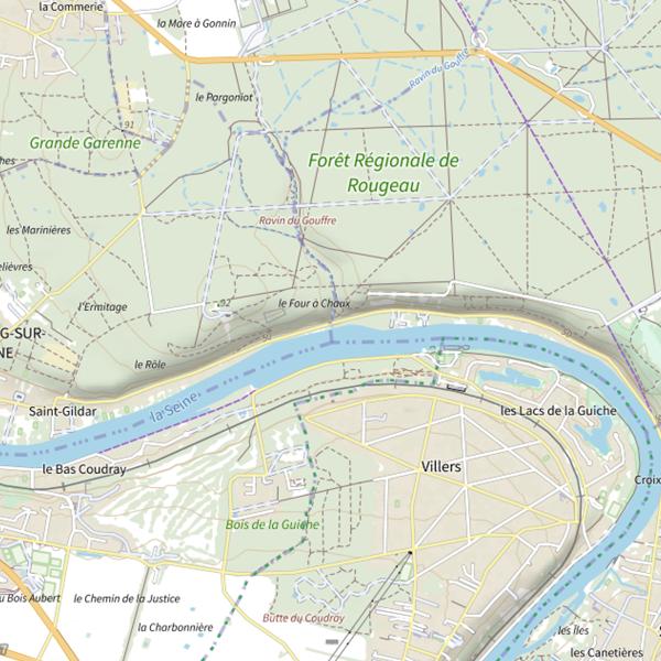Plan cartographique de Seine La Lotte et le Barbillon (Essonne)