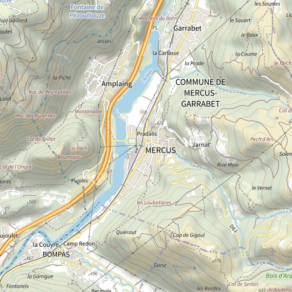 Plan cartographique de Serbel à Mercus