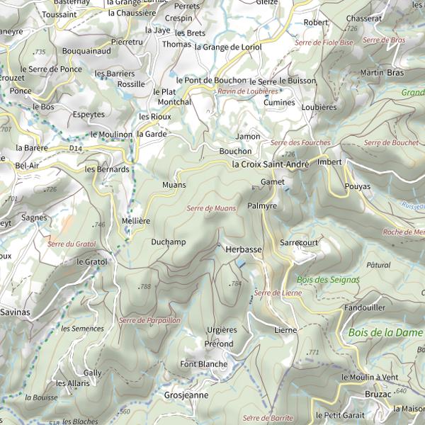 Plan cartographique de Serre de Muans
