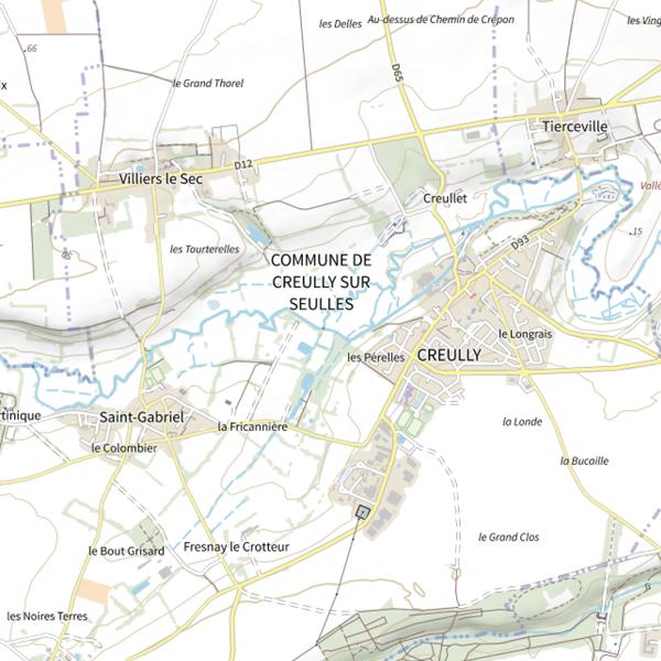 Plan cartographique de Seuil de dérivation du moulin de Creully