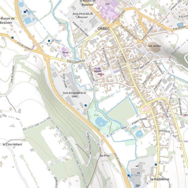 Plan cartographique de Seuil de dérivation du vieux moulin Pecaduc