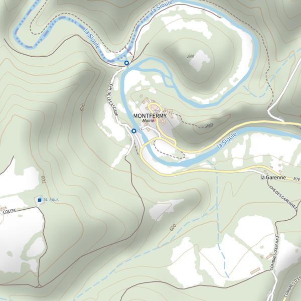 Plan cartographique de Sioule à Montfermy