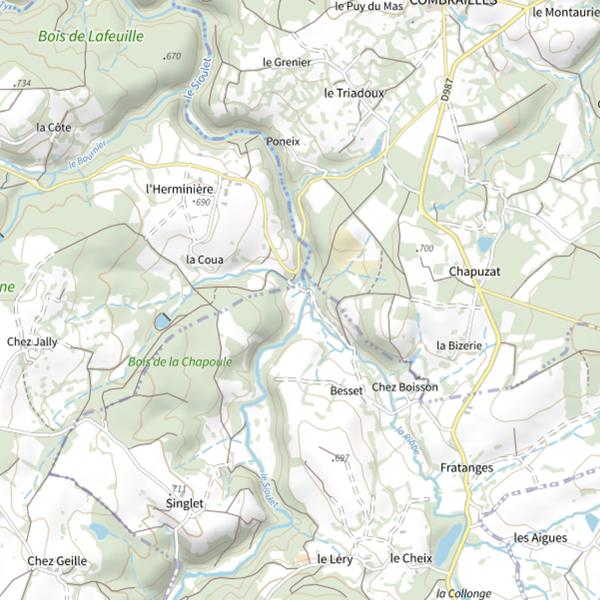Plan cartographique de Sioulet - Pont Bagnard