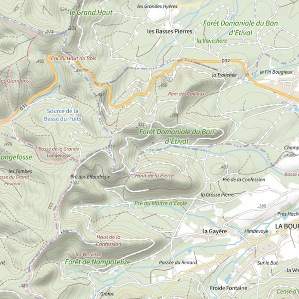 Plan cartographique de Source Goutte des Cerisiers