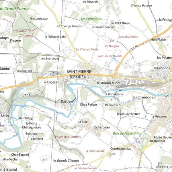 Plan cartographique de ST Pierre d’Exideuil (aire de loisirs)