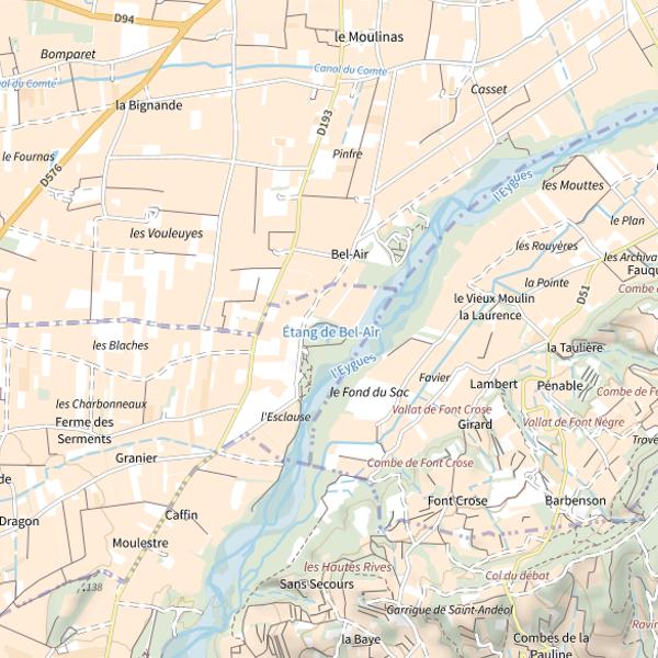 Plan cartographique de Ste Cecile - Étang de Bel-Air