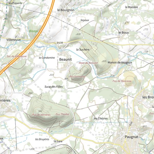 Plan cartographique de Suc de Beaunit