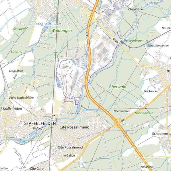 Plan cartographique de Thur parcours Ensisheim