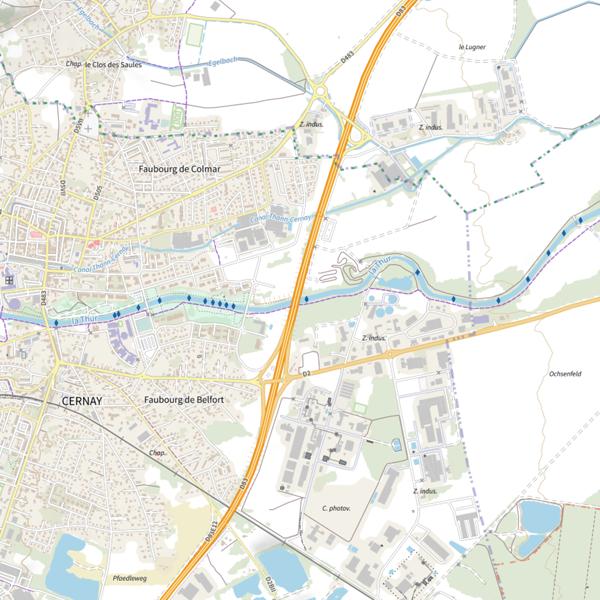 Plan cartographique de Thur parcours Staffelfelden