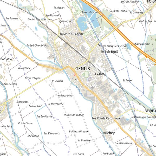 Plan cartographique de Tille et Norges - Genlis