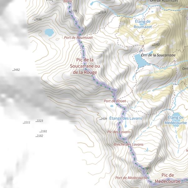 Plan cartographique de Tor Étang de la Soucarrane
