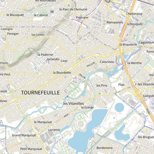 Plan cartographique de Tournefeuille