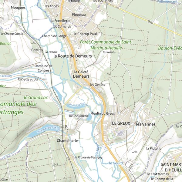Plan cartographique de Urzy Demeur