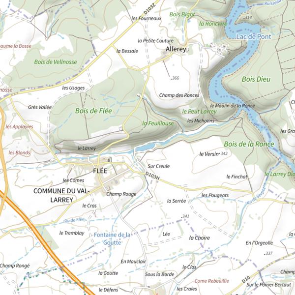 Plan cartographique de Val-Larrey Étang Buisson