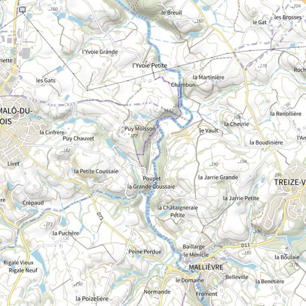 Plan cartographique de Vallée de Poupet, La Sèvre Nantaise, St Malo-du-Bois
