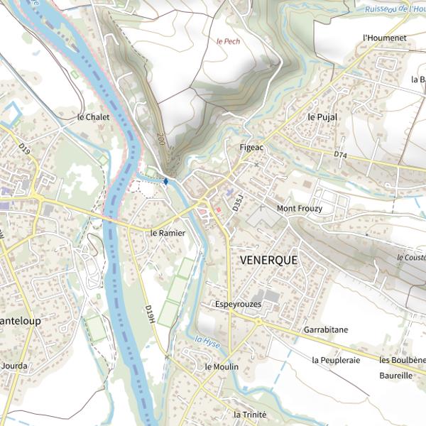 Plan cartographique de Venerque