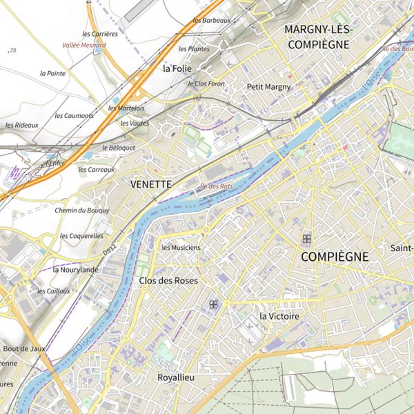 Plan cartographique de Venette : zone de tolérance