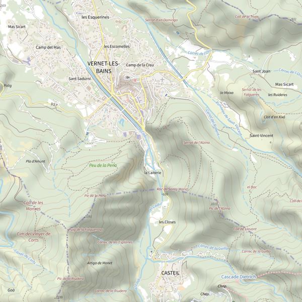 Plan cartographique de Vernet les Bains