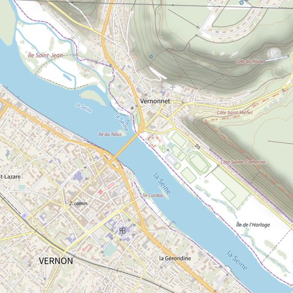 Plan cartographique de Vernon - Stade Vernonnet