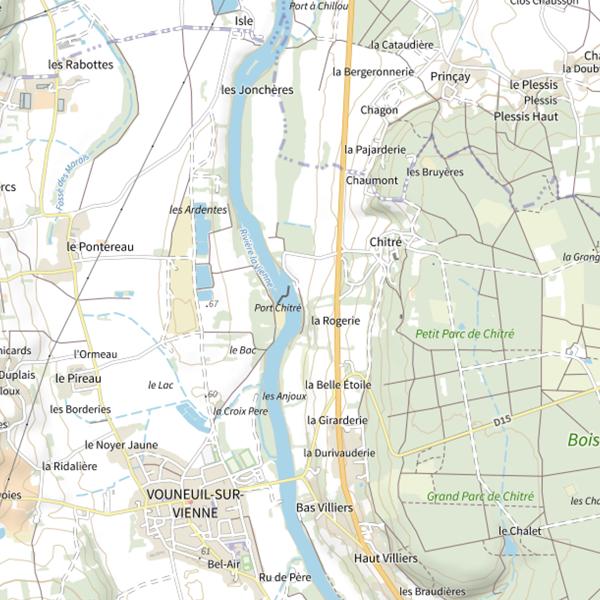 Plan cartographique de Vienne (Chatellerault Moulin de chitré)