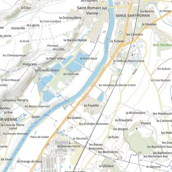 Plan cartographique de Vienne Domaine Public Aval (2ème secteur)