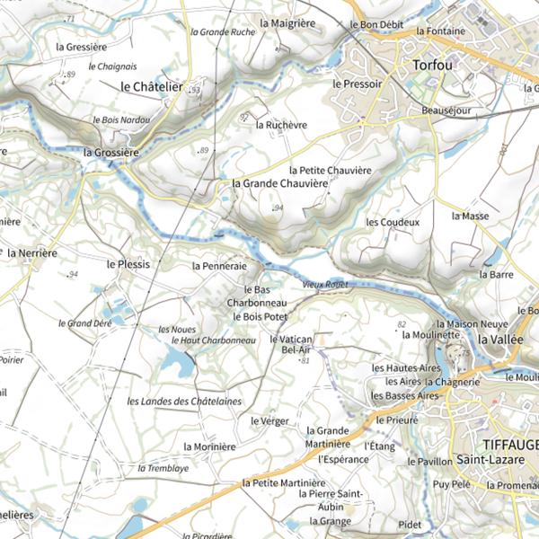 Plan cartographique de Vieux Rouet, la Sèvre Nantaise, la Bruffière