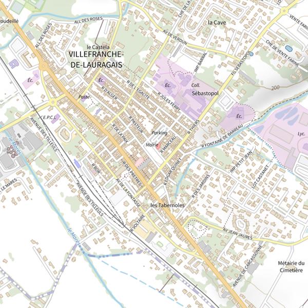 Plan cartographique de Villefranche-de-lauragais