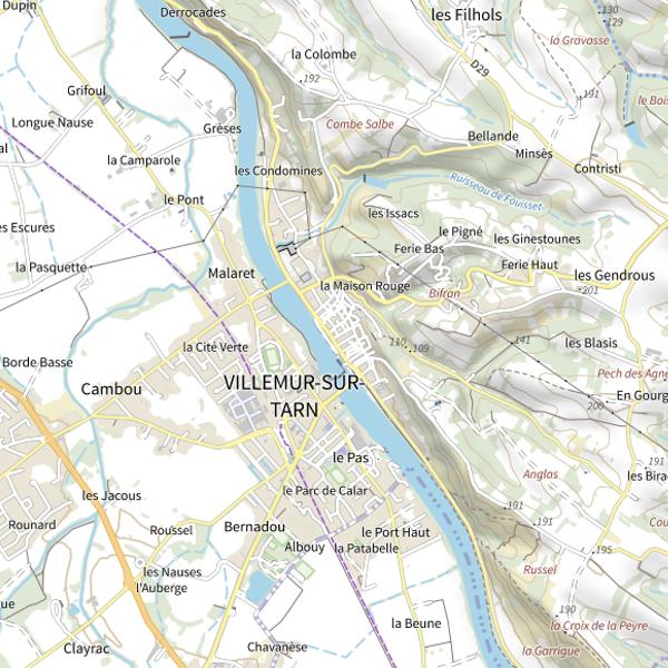 Plan cartographique de Villemur-sur-tarn
