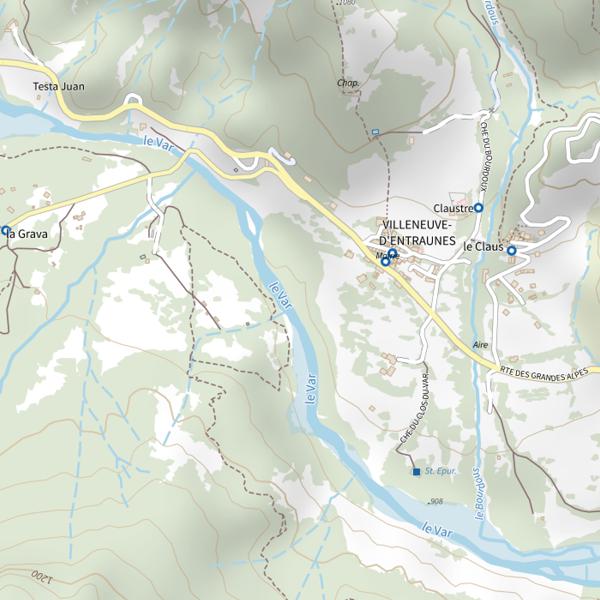 Plan cartographique de Villeneuve d'Entraunes