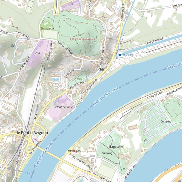 Plan cartographique de Villeneuve les Avignon (30) - Av RB9 - Bras de Villeneuve Tour Philippe Le Bel