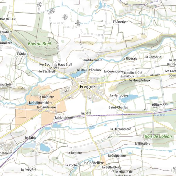 Plan cartographique de Vival (Loire-Atlantique)