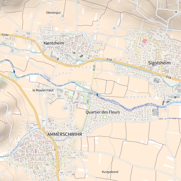 Plan cartographique de Weiss parcours aval