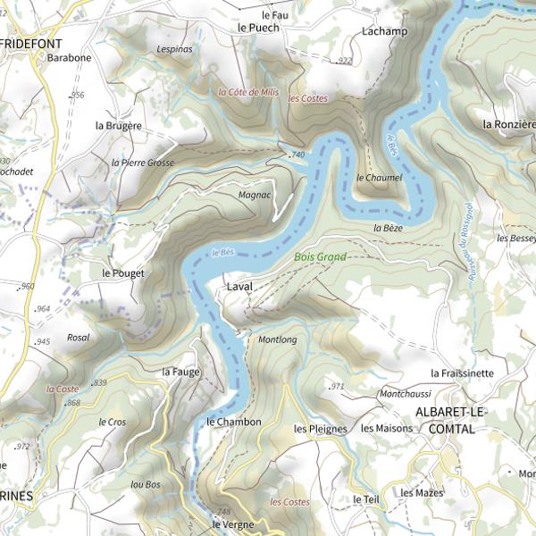 Plan cartographique de Zone de Laval (commune d'Albaret le Comtal, 48)